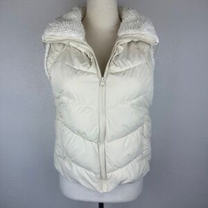 PAO Sport‎ Women's Cream Quilted Sherpa Puffer Vest Collared Full Zip Size L